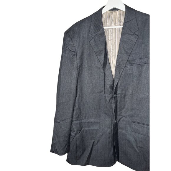 Perry Ellis Blazer Mens 44 Suit Jacket Sport Coat Gray Stripe Work Old Money - Picture 2 of 9